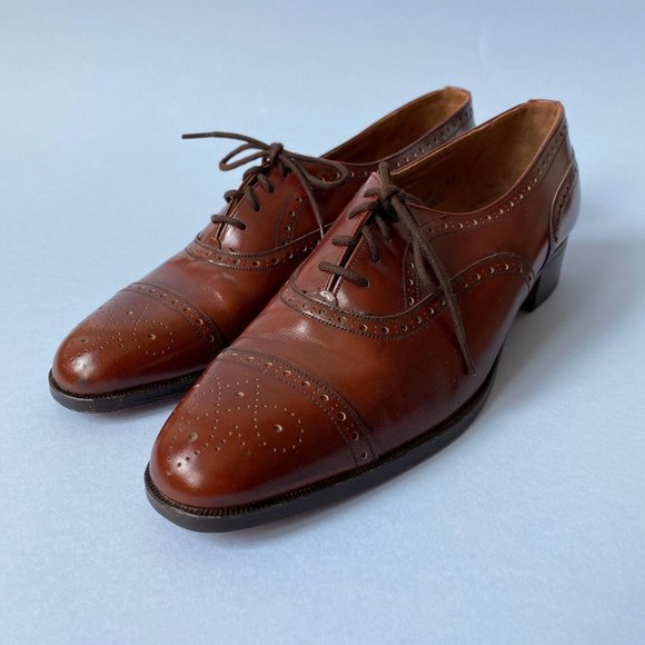 NWOT Brown Leather Church’s Heeled Oxford Shoe 8.5 - Picture 1 of 10
